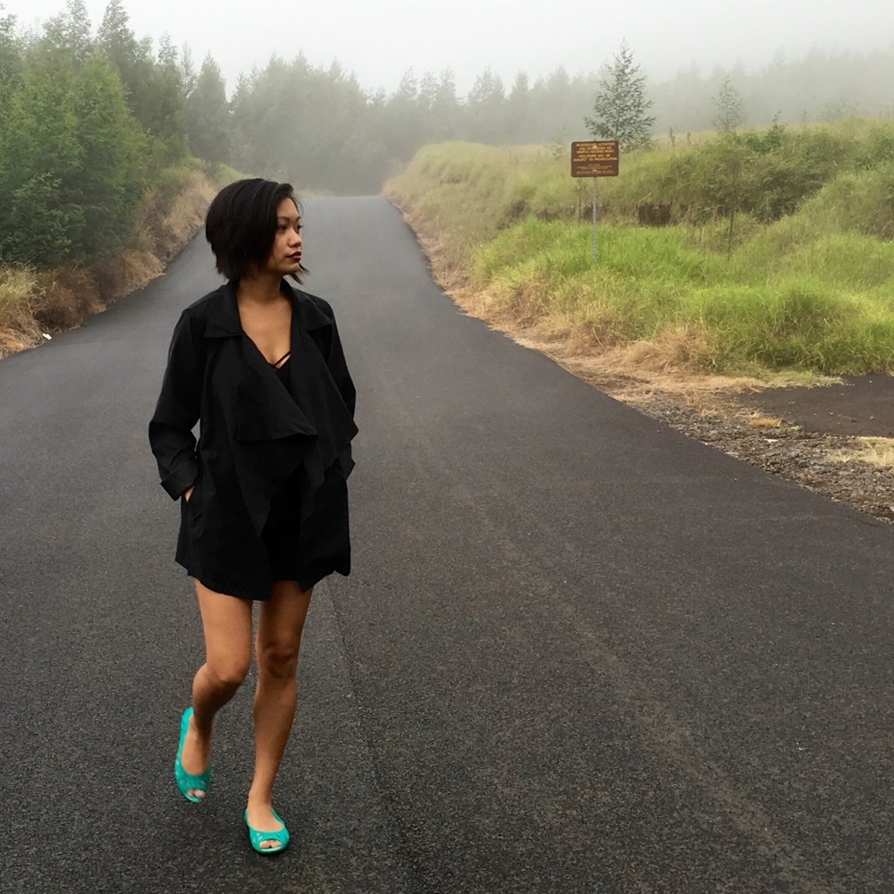 Belted short trench duster jacket